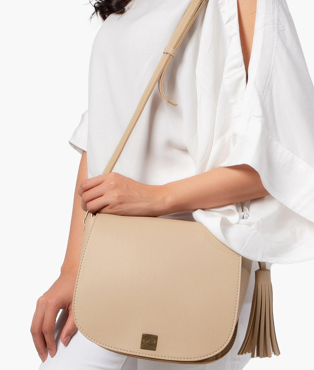 Off-white foldover saddle bag