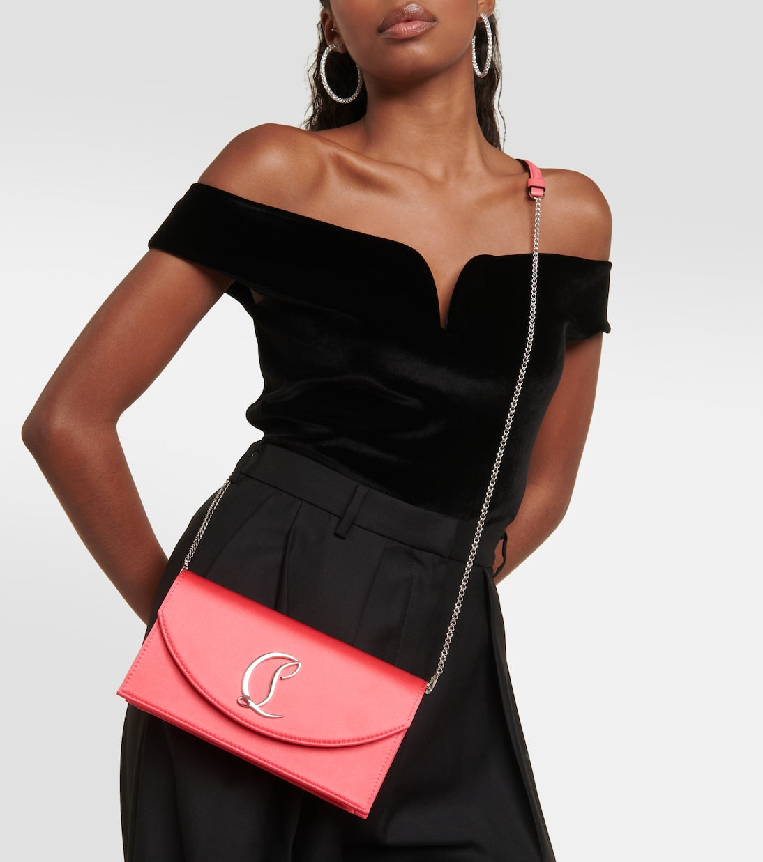 Christian Louboutin Women Small Logo Crepe Satin Clutch