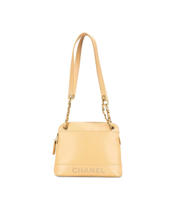 Caviar Leather Shoulder Bag with Gold-Tone Hardware and Chain Strap