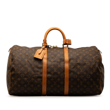 Brown Louis Vuitton Monogram Keepall 55 Travel Bag