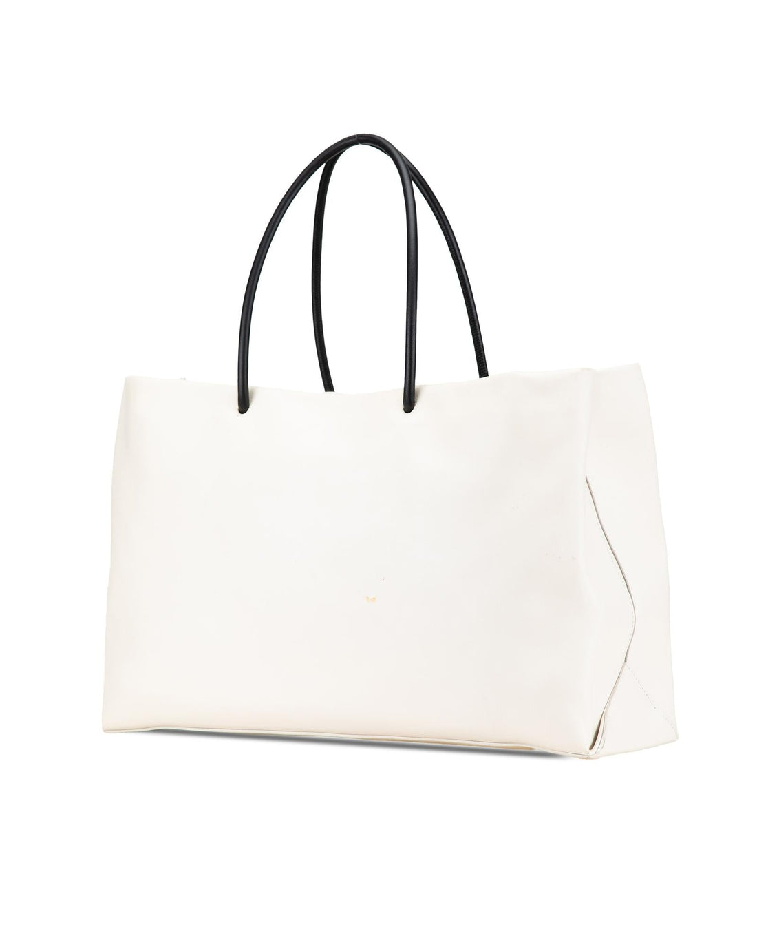 Calfskin Leather Shopping Tote with Rolled Handles and Top Zip Closure
