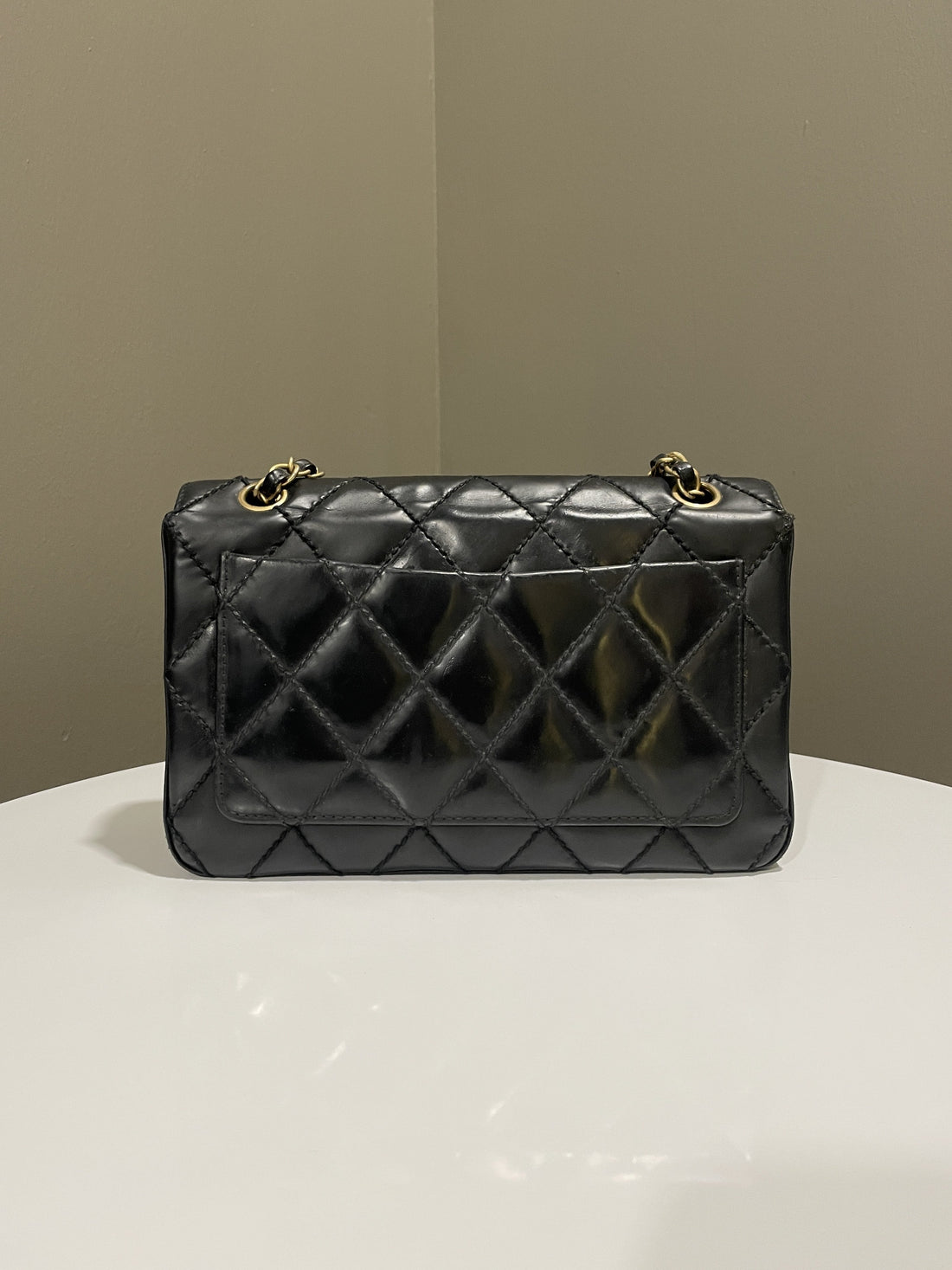 Chanel Quilted Cc Flap Bag Black Patent