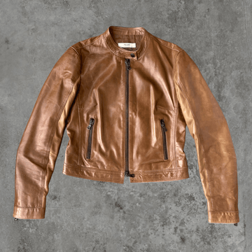 PRADA SOFT BROWN LEATHER JACKET - M