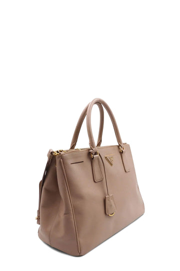 Medium Saffiano Lux Double Zip Tote