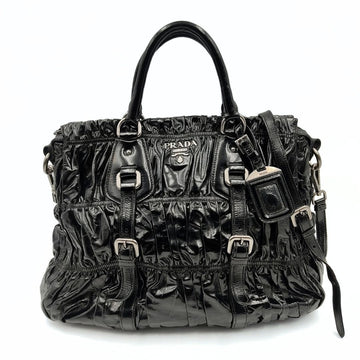 Prada Prada Shopper shoulder bag in black Gaufrè paint - '10s