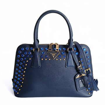 Prada Prada Bijoux shoulder bag in blue Saffiano leather - '10s