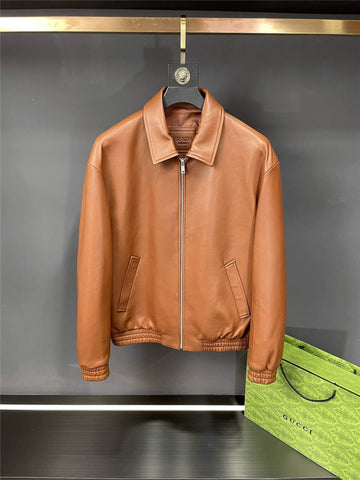 PRD Bomber Brown Leather Jacket