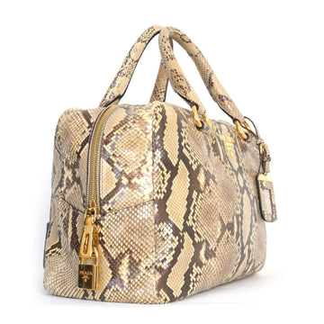 Beige Tone Snakeskin Bowling Bag