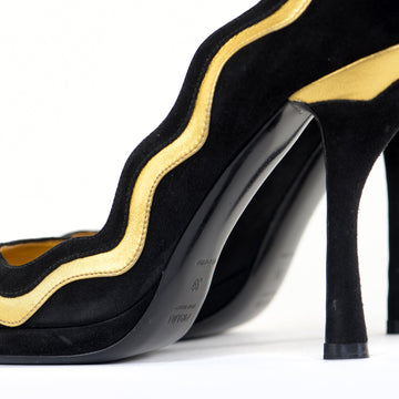 Suede Metallic Gold Swirl Pumps