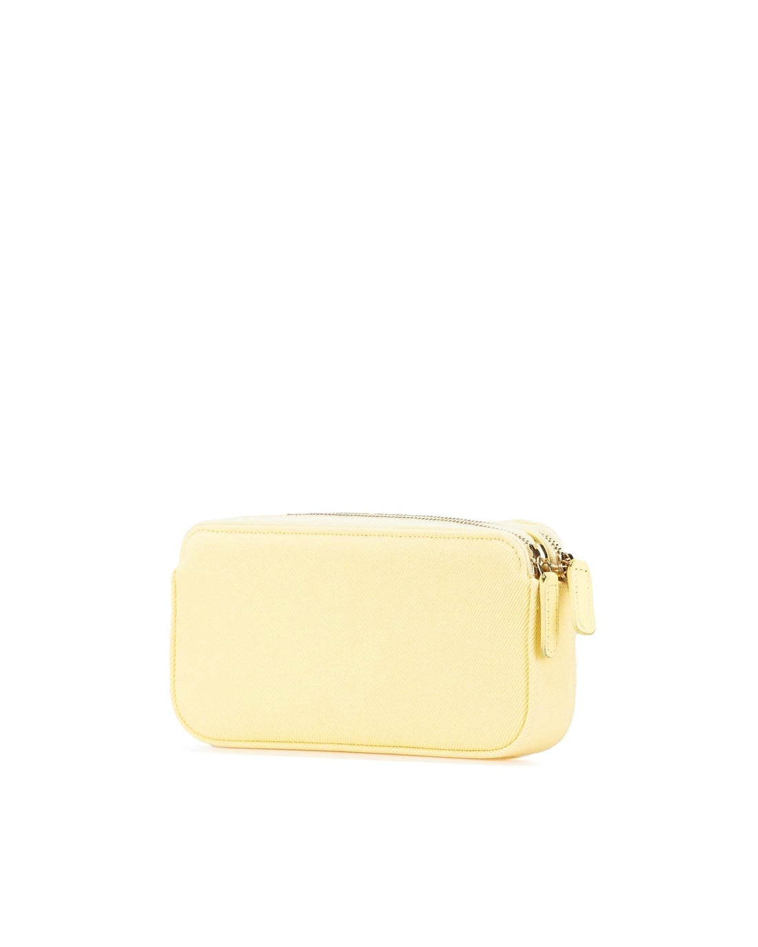 Denim Fringe Double Zip Clutch with Leather-Woven Chain Strap