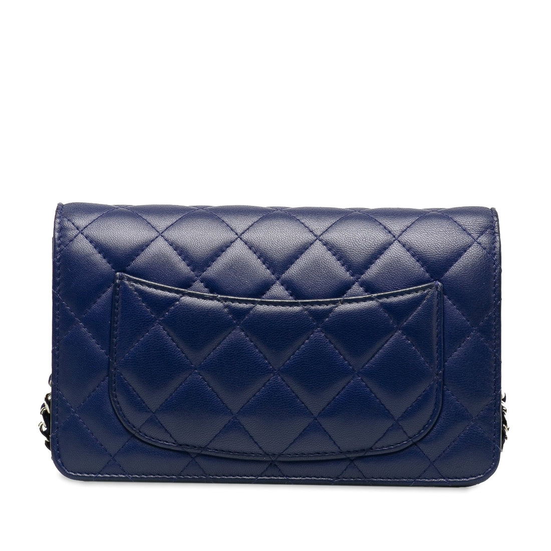 Chanel Wallet On Chain Blue Lambskin Silver