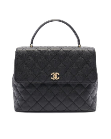 Caviar Leather Top Handle Bag with CC Turn Lock Closure