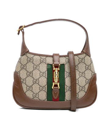 Mini GG Supreme Jackie 1961 Crossbody Bag with Leather Trim and Piston Lock