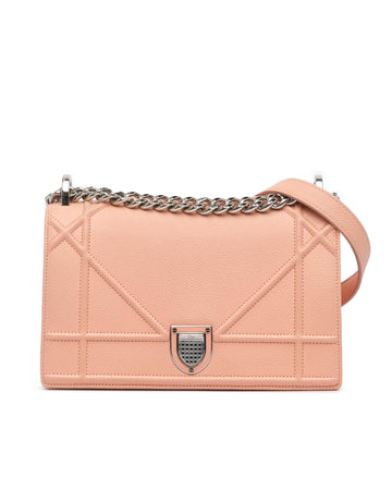 Small Grained Leather Flap Bag with Chain Strap