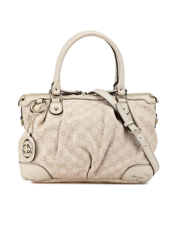 Leather Sukey Satchel with Rolled Handles and Detachable Strap