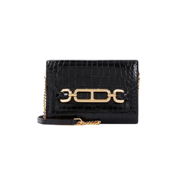EMBOSSED CROCODILE LEATHER MINI CLUTCH