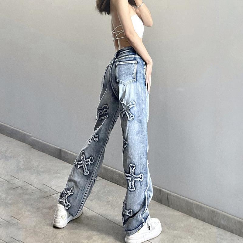 Patchwork Women's Jeans Streetwear