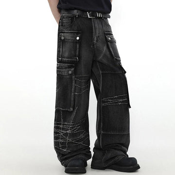Graffiti Patch Cargo Denim Pants
