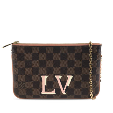 Louis Vuitton Double Zip Pochette Damier Ebene Canvas