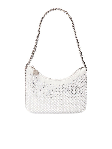 Falabella Crystal Mesh Mini Zipped Shoulder Bag in Silver