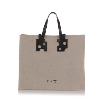 Brown Off White Repeat 38 Canvas Tote Bag