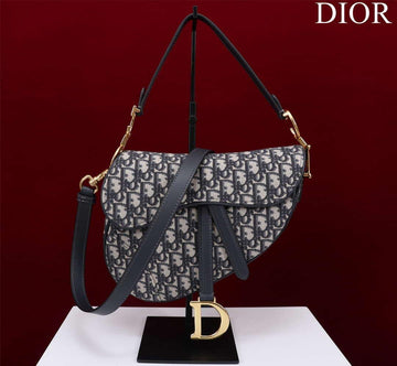 Makersluxe - Saddle Bag With Strap Blue Oblique Jacquard