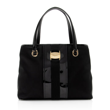 Salvatore Ferragamo Nylon Patent Leather Leonora Tote (SHF-v2xITH)