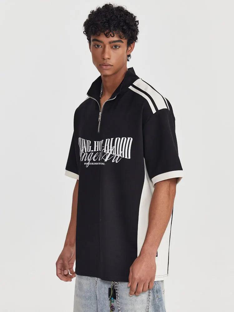 Y2K Half Zipper Graphic T-shirt