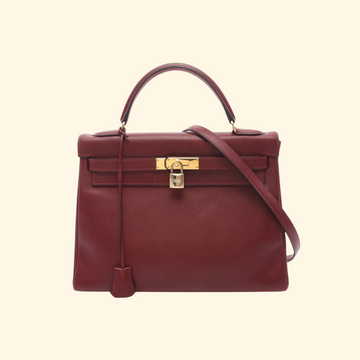 Hermès Kelly 32 Rouge Handbag Kushbell Red Gold Bracket Inner Sewing