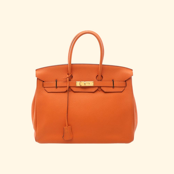 Hermès Birkin 35 Feu Handbag Togo Orange Gold Hardware