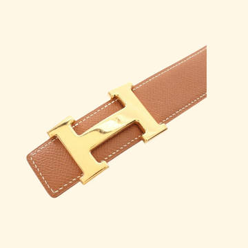 Hermès Constance H-Belt Gold Belt Courchevel Leather Light Brown