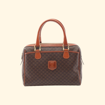 Celine Macadam Handbag PVC Leather Dark Brown
