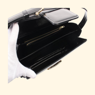 Celine Shoulder Bag Leather Black Carriage Fittings