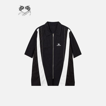 Splicing Color Zip-up Shirt