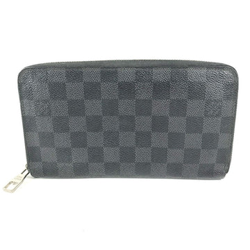 LOUIS VUITTON Long Wallet Purse N63077 Damier Grafitto Canvas black Damier Zippy Organizer mens Used