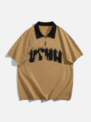 Sneakerland™ - Denim Patch Embroidered Batik POLO Tee