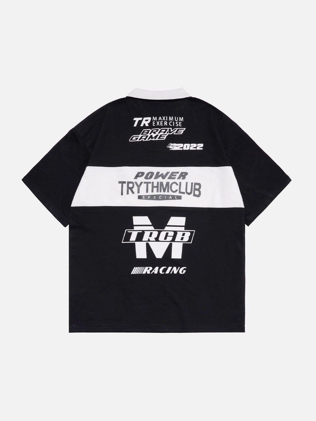 Sneakerland™ - Letter Print Polo Collar Tee