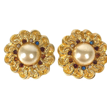 Gold Plated Brooch with Stone Embellishments
