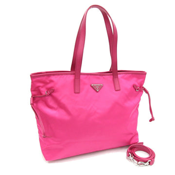 Nylon Tote Bag with Leather Trim