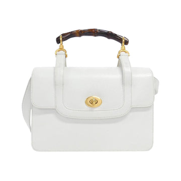 Leather Bamboo Bag with Dust Bag and Shoulder Strap