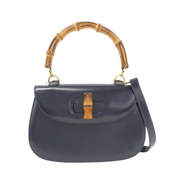 Bamboo Leather Shoulder Bag with Mirror and Strap