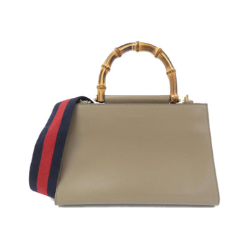 Leather Bamboo Shoulder Bag with Strap
