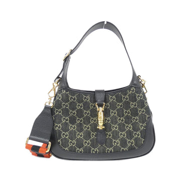 Denim Shoulder Bag with Dust Bag and Shoulder Strap