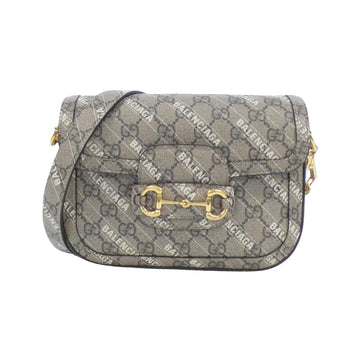 Canvas Shoulder Bag with Horsebit Detailing and Shoulder Strap