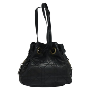Cannage Stitch Leather Handbag with Metal Fittings