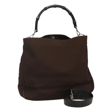 Canvas Bamboo Shoulder Bag with Strap and Metal Fittings