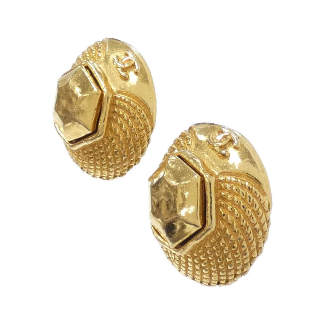 Sphere Earrings Textured Gold