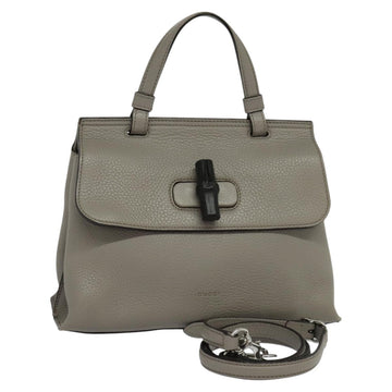 Bamboo Leather Shoulder Bag with Dust Bag and Strap
