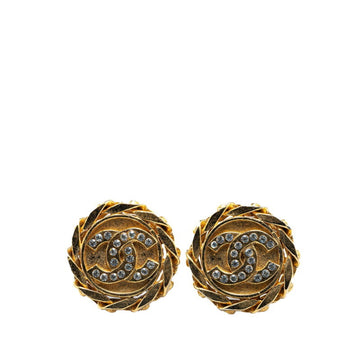 Chanel CC Logo Crystal Earrings