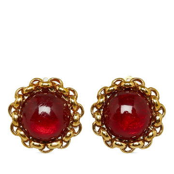 Red Resin Clipon Earrings